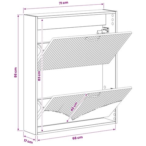 Mobiletto per Scarpe da Muro HOORN 71 x 17 x 86 cm Nero - Foto 9