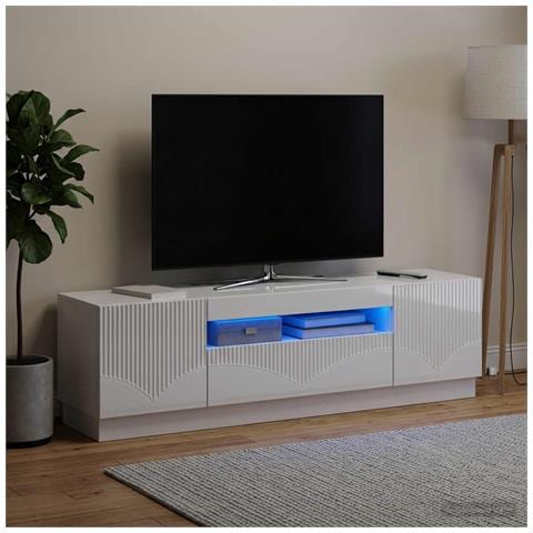 Mobile TV LED Bianco Lucido Legno ingegnerizzato - Foto 2