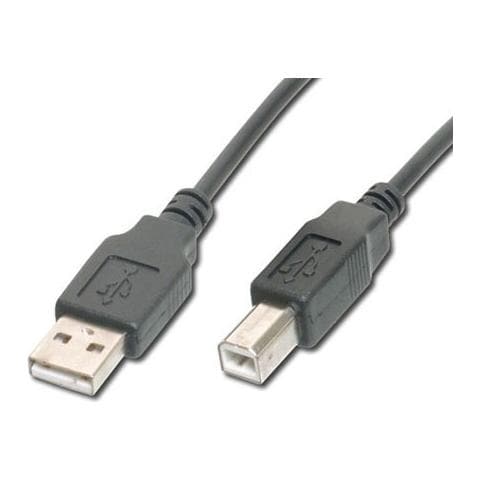 1m USB 2.0, USB A, USB B, Maschio / maschio, Nichel, Nero, Sacchetto di politene - Foto 1