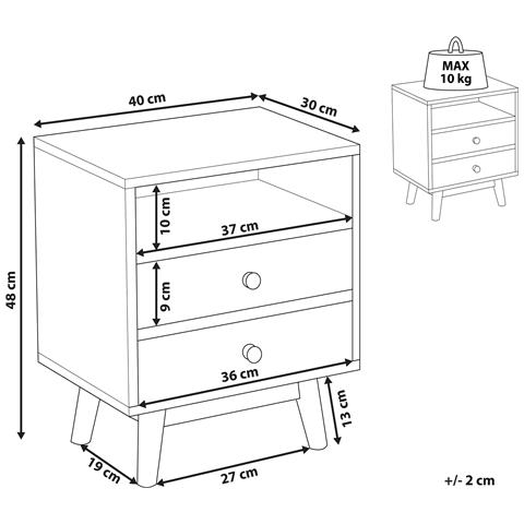 Comodino A Due Cassetti Marrone Fargo - Foto 29