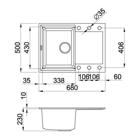 Lavello Easy 135 Granitek 68x50 cm 1 vasca con gocciolatoio Colore Grigio Cemento 48 - Foto 2