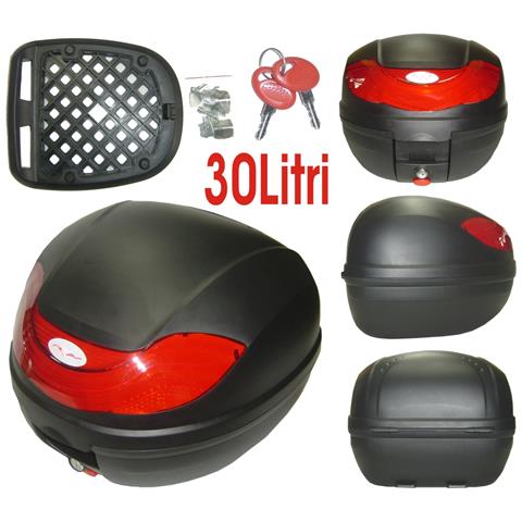 Bauletto Baule Moto Scooter 30 Litri Borse Valigia Piastra Universale Nero Opaco - Foto 1