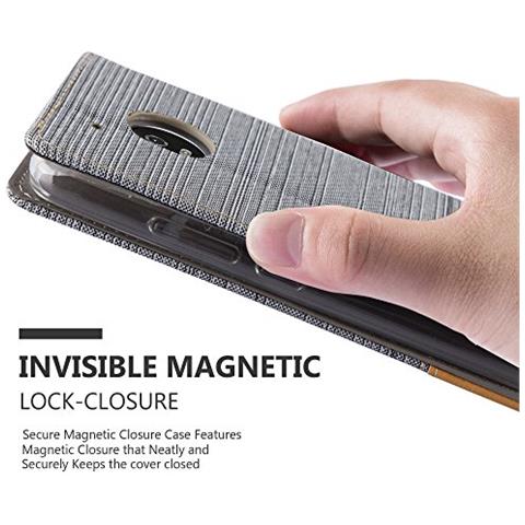 Custodia Compatibile Con Motorola Moto G5 Plus In Grigio Chiaro Marrone - Coperchio Protettiva Con Chiusura Magnetica, Funzione Stand E Tasca Per Le Carte - Foto 2
