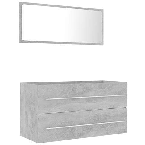Set Mobili da Bagno 2 pz Grigio Cemento in Legno Multistrato - Foto 1