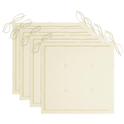 Sedie da Giardino con Cuscini Crema 4 pz Massello di Teak - Foto 2