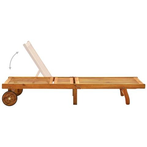 Lettino Prendisole da Giardino con Cuscino Massello di Acacia - Foto 2