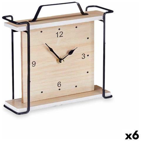 Orologio Da Tavolo Nero Metallo Legno Mdf 23 X 21 X 7 Cm (6 Unità) - Foto 1