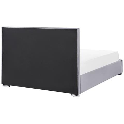 Letto Matrimoniale Con Contenitore Velluto Grigio Scuro 160 X 200 Cm Rouen - Foto 2
