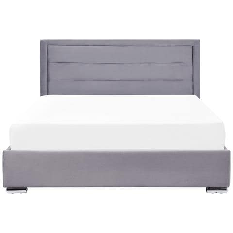 Letto Matrimoniale Con Contenitore Velluto Grigio Scuro 160 X 200 Cm Rouen - Foto 8