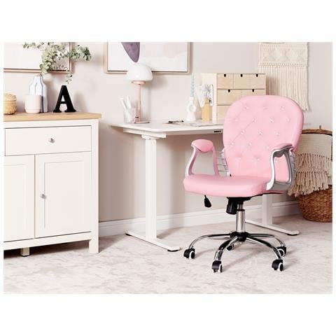Sedia Da Scrivania Princess Pelle Sintetica Rosa - Foto 1
