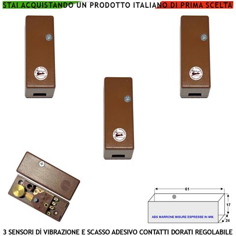 Sensore Adesivo Rileva Lo Scasso Le Vibrazioni Continue Tre Pezzi Via Filo Antifurto Inferriate Porte Vetrate Regolazi - Foto 1