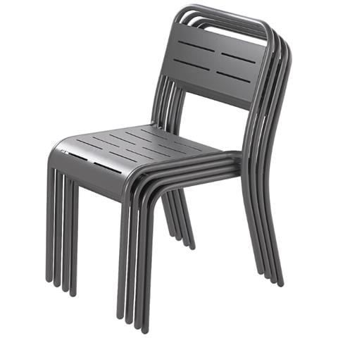 Set Di 6 Sedie In Acciaio Grigio Scuro Bergame - Foto 2