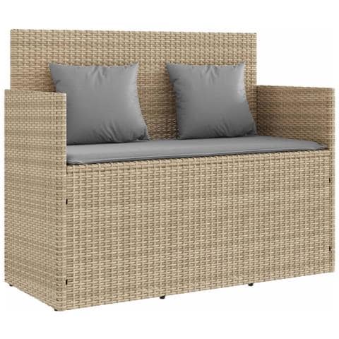 Panca Da Giardino Con Cuscini Beige In Polyrattan - Foto 1