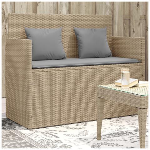 Panca Da Giardino Con Cuscini Beige In Polyrattan - Foto 8