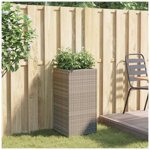 Fioriera Da Giardino Grigia 40x40x80 Cm In Polyrattan - Foto 3