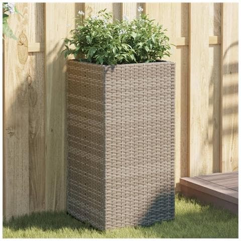 Fioriera Da Giardino Grigia 40x40x80 Cm In Polyrattan - Foto 1