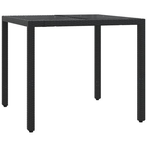 Set da Pranzo da Giardino 5 pz Nero con Cuscini in Polyrattan - Foto 2