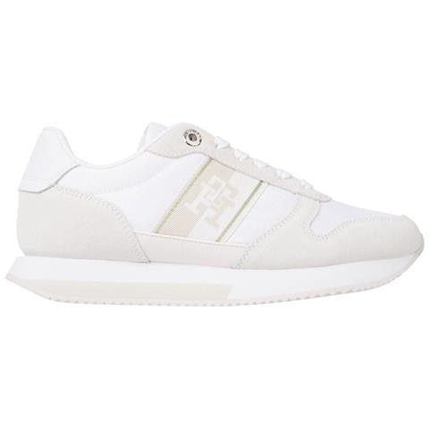 Runner With Webbing Sport Shoe Sneakers Pelle Scarpe Donna Bianco Eu 36, Fw0fw06948 Ybs - Foto 1