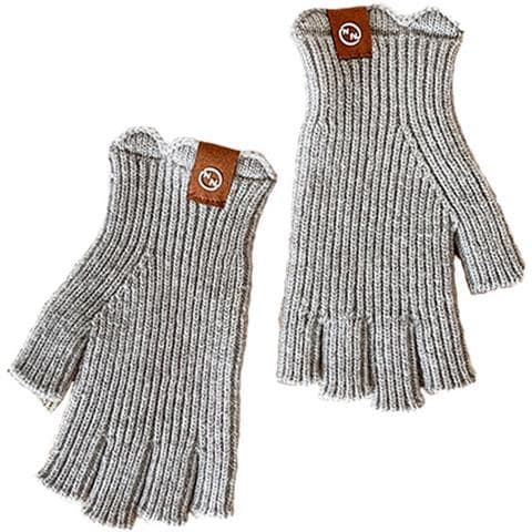 Guanti Lavorati A Maglia - Mezze Dita In Pizzo Lightgrey - Foto 3
