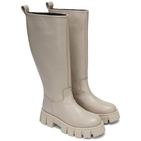 Light Taupe Casual Closed Boots Stivali Pelle Scarpe Donna Beige Eu 39, 208-17368001-105 716 - Foto 2