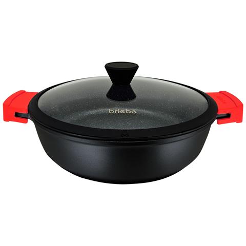 Black Titanium Casseruola Bassa Induzione Antiaderente 32cm Alluminio Fuso Senza Pfoa Coperchio Nero - Foto 1