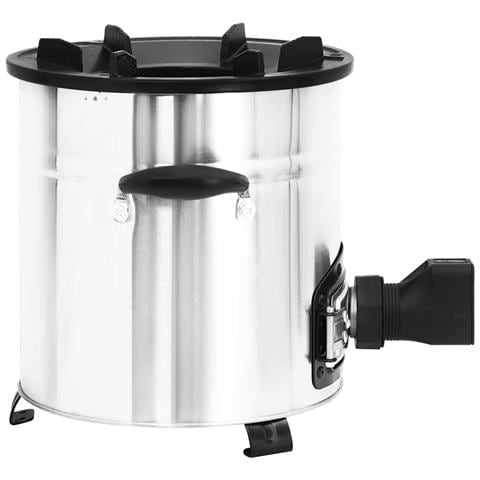 Stufa a Legna con Ventola USB Argento 35,5x26x28cm Acciaio Inox - Foto 2