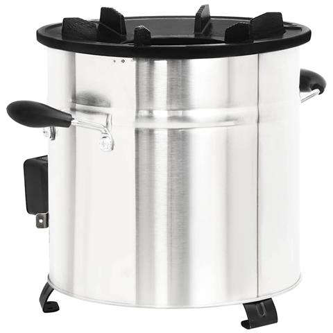 Stufa a Legna con Ventola USB Argento 35,5x26x28cm Acciaio Inox - Foto 10