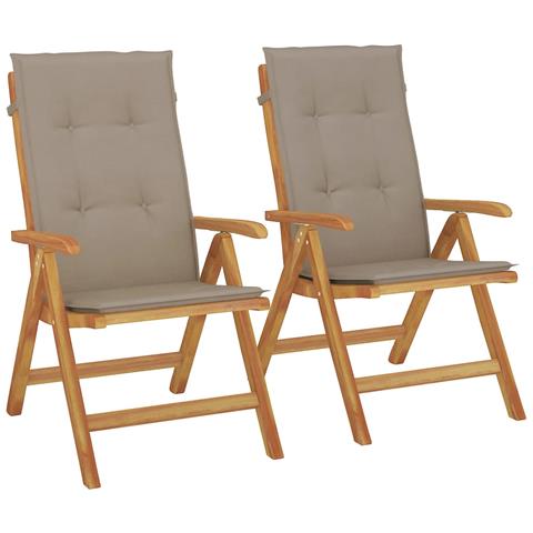 Sedie da Giardino Reclinabili con Cuscini 2 pz in Legno di Teak - Foto 1