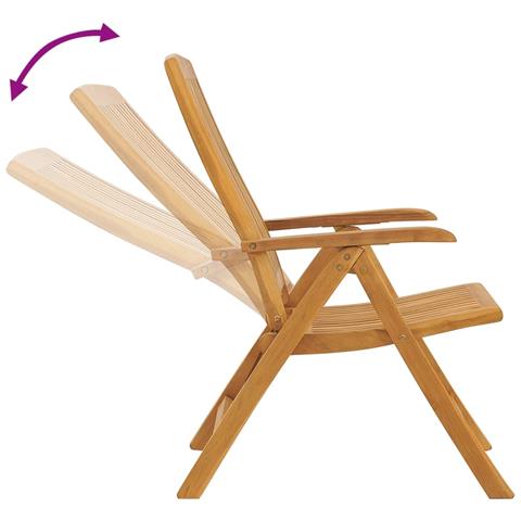 Sedie da Giardino Reclinabili con Cuscini 2 pz in Legno di Teak - Foto 2