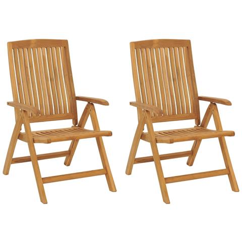 Sedie da Giardino Reclinabili con Cuscini 2 pz in Legno di Teak - Foto 10