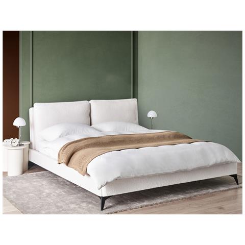 Letto Bouclé Melle 180 X 200 Cm Bianco Sporco - Foto 1