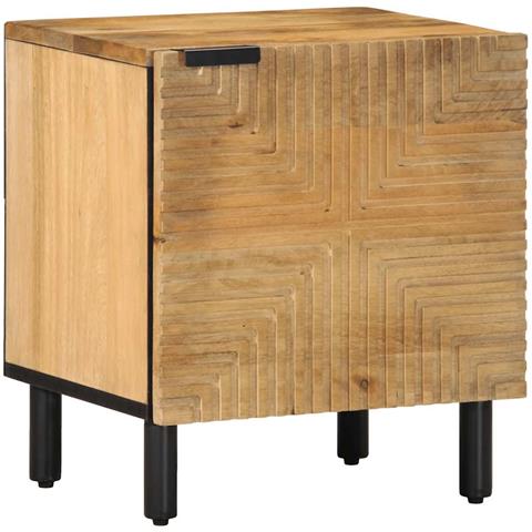 Comodino Marrone 40x33x46 Cm In Legno Massello Di Mango - Foto 1