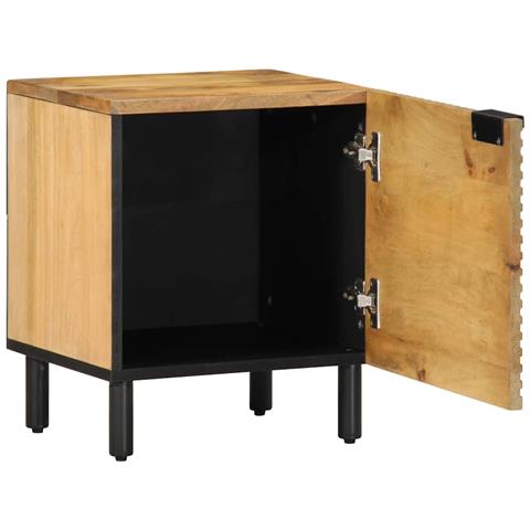 Comodino Marrone 40x33x46 Cm In Legno Massello Di Mango - Foto 2