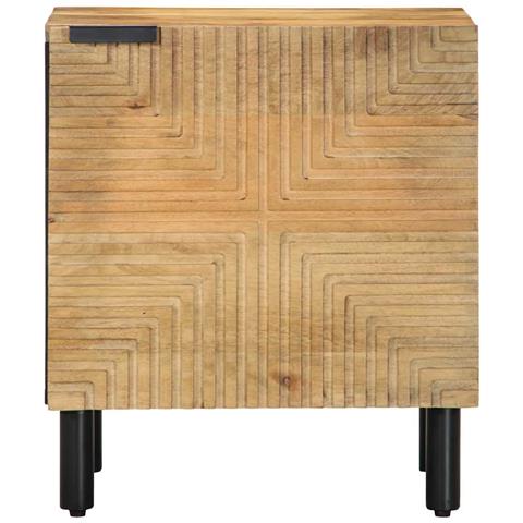 Comodino Marrone 40x33x46 Cm In Legno Massello Di Mango - Foto 3