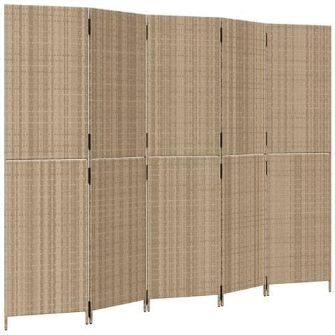 Divisorio Per Ambienti A 5 Pannelli Beige In Polyrattan - Foto 2