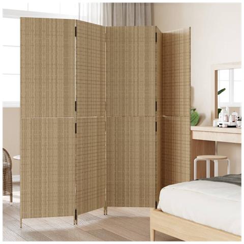 Divisorio Per Ambienti A 5 Pannelli Beige In Polyrattan - Foto 3