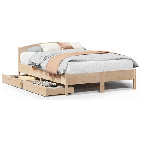 Letto senza Materasso 135x190 cm in Legno Massello di Pino - Foto 1