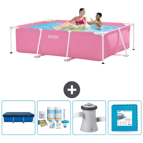 Piscina Fuori Terra - Rettangolo - 220x150x60 Cm - Rosa - Include Accessori Coordinati Cb2 - Foto 1