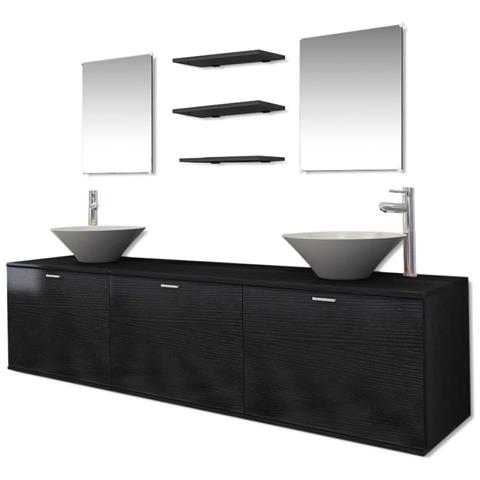 Lusso Casadino -  Set Mobili Da Bagno 10 Pz Con Lavabo E Rubinetto Nero - Foto 1