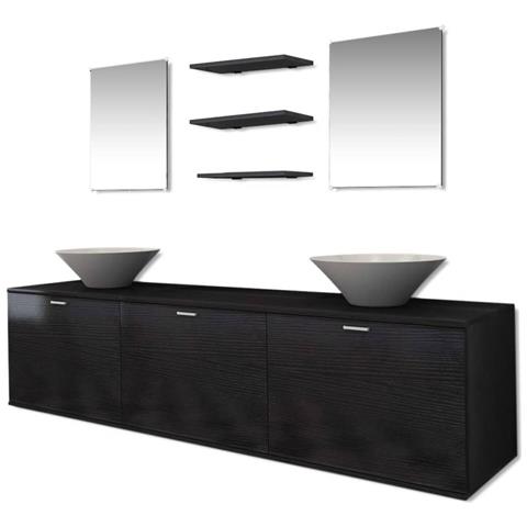 Lusso Casadino -  Set Mobili Da Bagno 10 Pz Con Lavabo E Rubinetto Nero - Foto 2