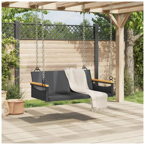 Panchina Dondolo Nera 109x62x40 Cm In Polyrattan - Foto 2