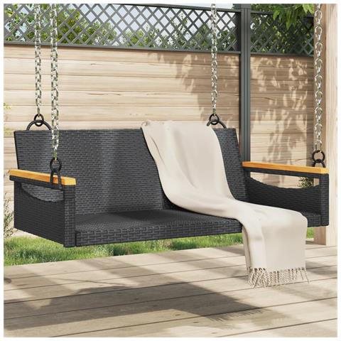 Panchina Dondolo Nera 109x62x40 Cm In Polyrattan - Foto 8