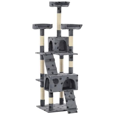 Lusso Casadino - Albero Per Gatti Tiragraffi Sisal 170 Cm Zampe Stampate Grigio - Foto 2