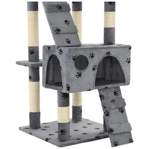 Lusso Casadino - Albero Per Gatti Tiragraffi Sisal 170 Cm Zampe Stampate Grigio - Foto 7