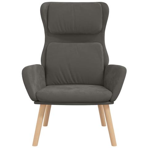 Sedia Relax Grigio Scuro In Velluto - Foto 2