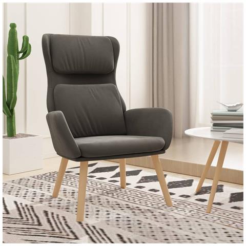 Sedia Relax Grigio Scuro In Velluto - Foto 8