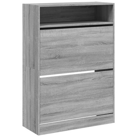 Scarpiera 2 Cassetti Ribaltabili Grigio Sonoma 80x34x116 Cm - Foto 1