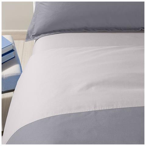 Completo Copripiumino Bicolor In Cotone Colore Grigio Misura Matrimoniale - Foto 5