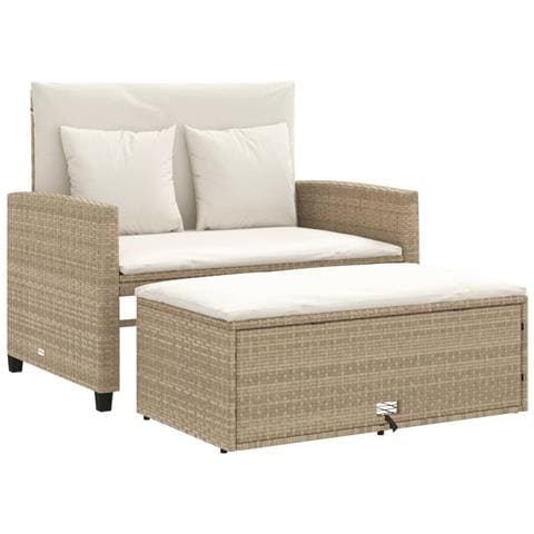 Divano da Giardino con Cuscini a 2 Posti Beige in Polyrattan - Foto 1