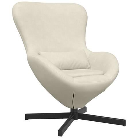 Poltrona a uovo  in velluto crema - Foto 1